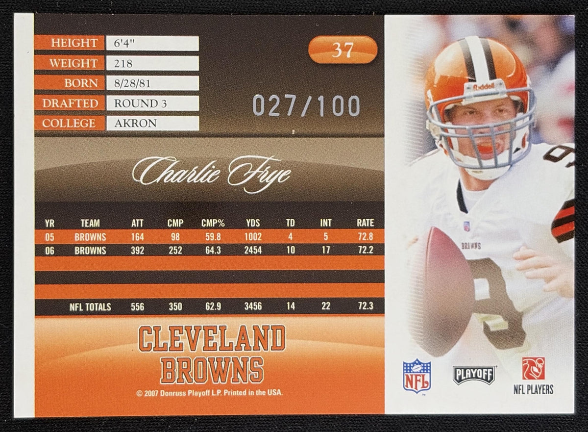 Charlie Frye 2007 Donruss Threads Silver Holofoil /100 Browns Sports Trading Card