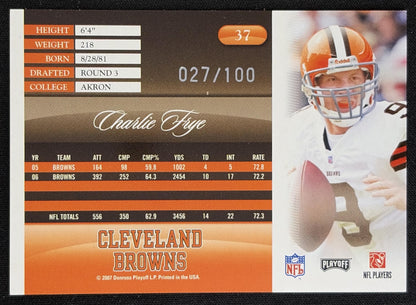 Charlie Frye 2007 Donruss Threads Silver Holofoil /100 Browns Sports Trading Card