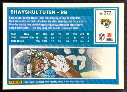 Bhayshul Tuten 2025 Donruss Optic Rated Rookie Jaguars Sports Trading Cards