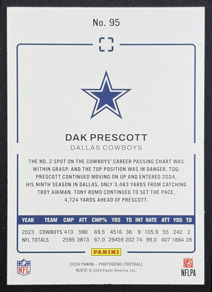Dak Prescott 2024 Panini Photogenic Silver /175 Cowboys Dallas Cowboys back