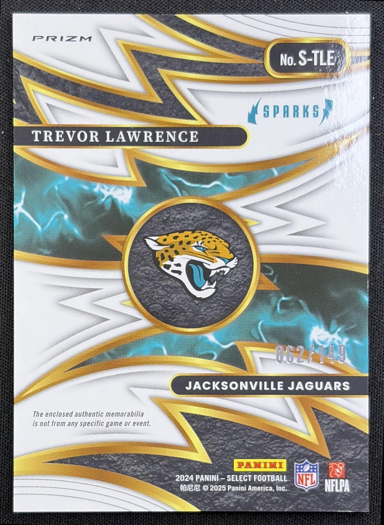 Trevor Lawrence 2024 Panini Select Sparks /149 Jaguars - back