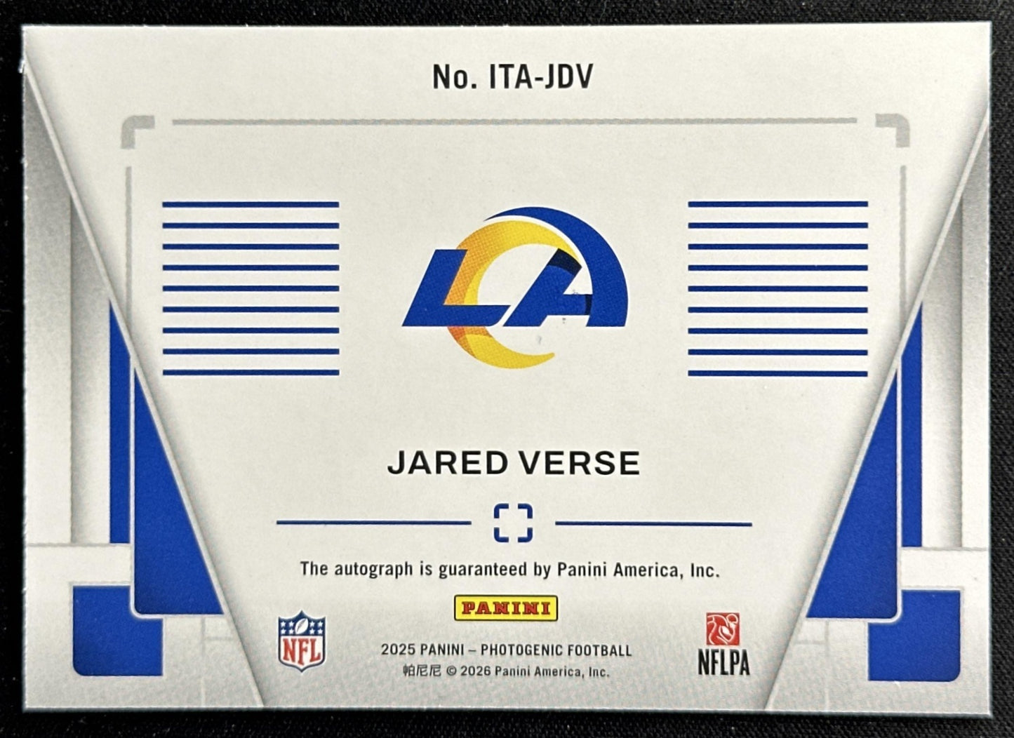 Jared Verse 2025 Panini PhotoGenic In The Action Auto Rams Sports Trading Card
