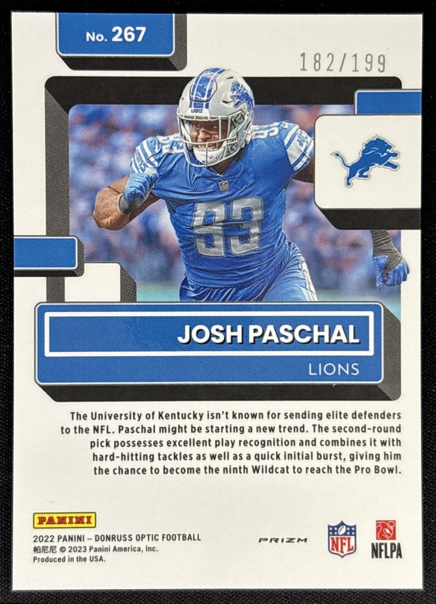 Josh Paschal 2022 Panini Donruss Optic Orange /199 Lions