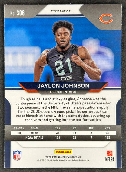 Jaylon Johnson 2020 Prizm Red White and Blue Bears - back