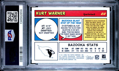 Kurt Warner 2005 Topps Bazooka PSA 10 Cardinals back