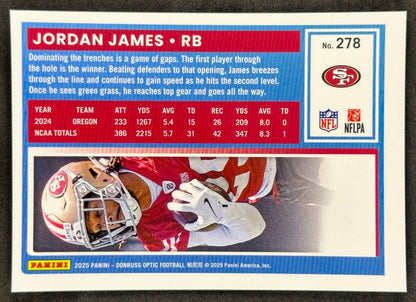 Jordan James 2025 Donruss Optic Rated Rookie 49ers Sports Trading Card