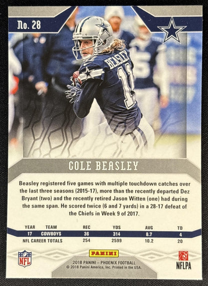 Cole Beasley 2018 Panini Phoenix Color Burst Cowboys - Dallas Cowboys