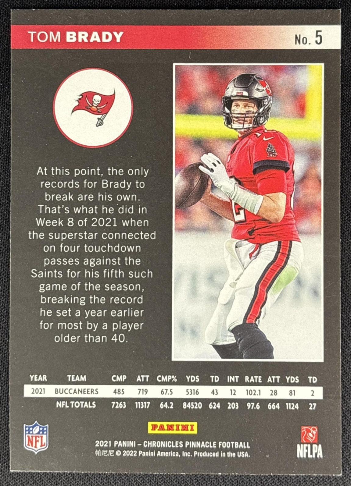 Tom Brady 2021 Panini Chronicles Pinnacle Buccaneers Sports Trading Cards