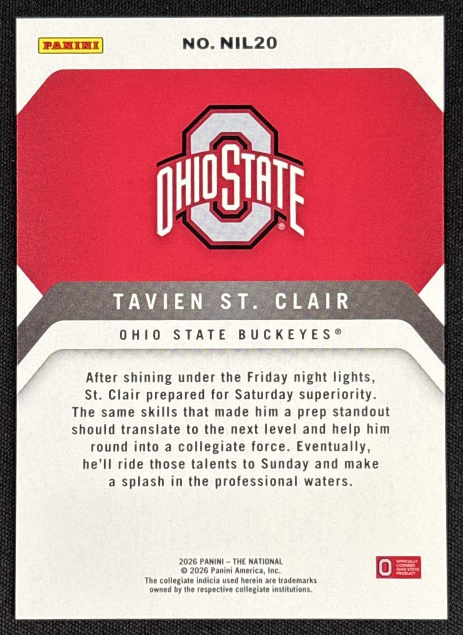Tavien St. Claire 2026 Panini NSCC Silver Pack Cracked Ice /25 Sports Trading Cards