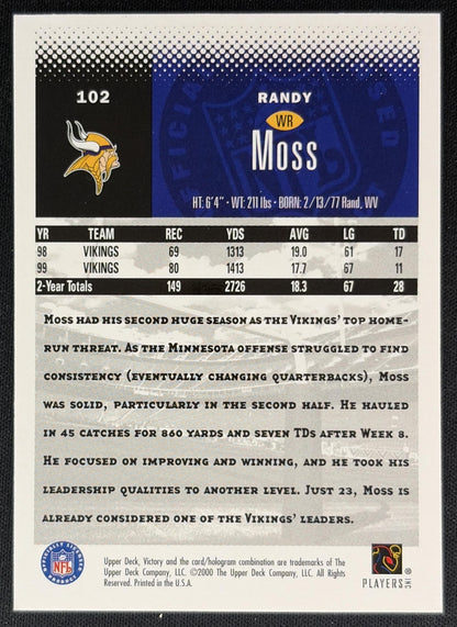 Randy Moss 2000 Upper Deck Victory Vikings back