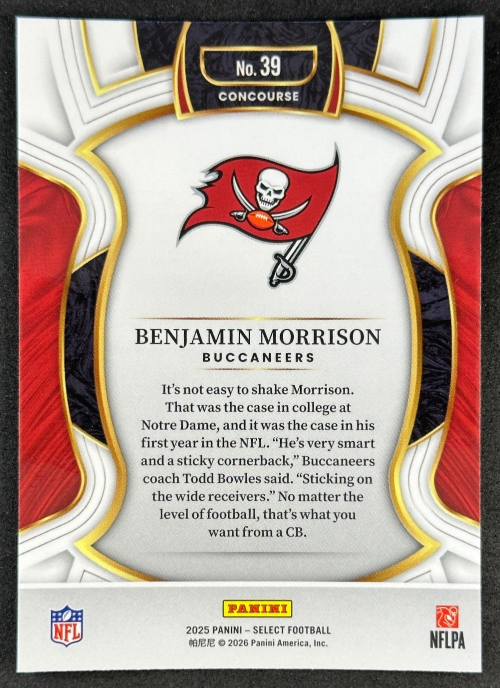 Benjamin Morrison 2025 Select Concourse Buccaneers Sports Trading Cards