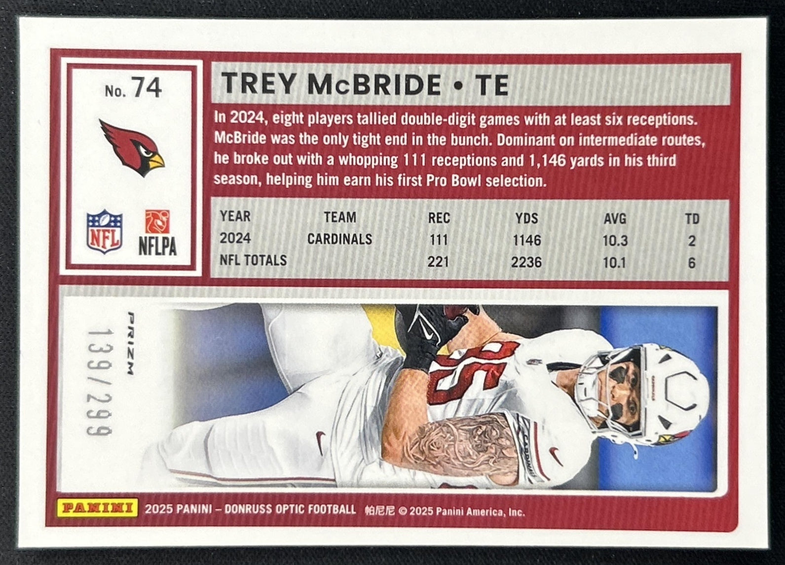 Trey McBride 2025 Panini Donruss Optic Orange Prizm /299 Cardinals back