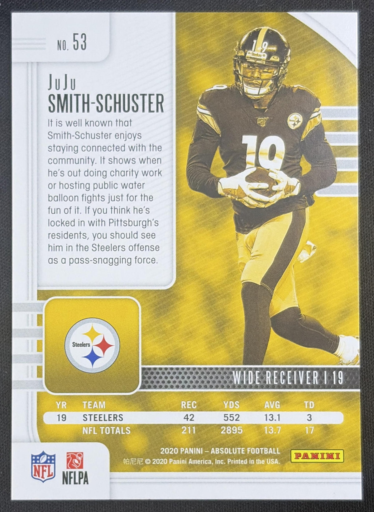 JuJu Smith-Schuster 2020 Panini Absolute Orange Mosaic /149 Steelers
