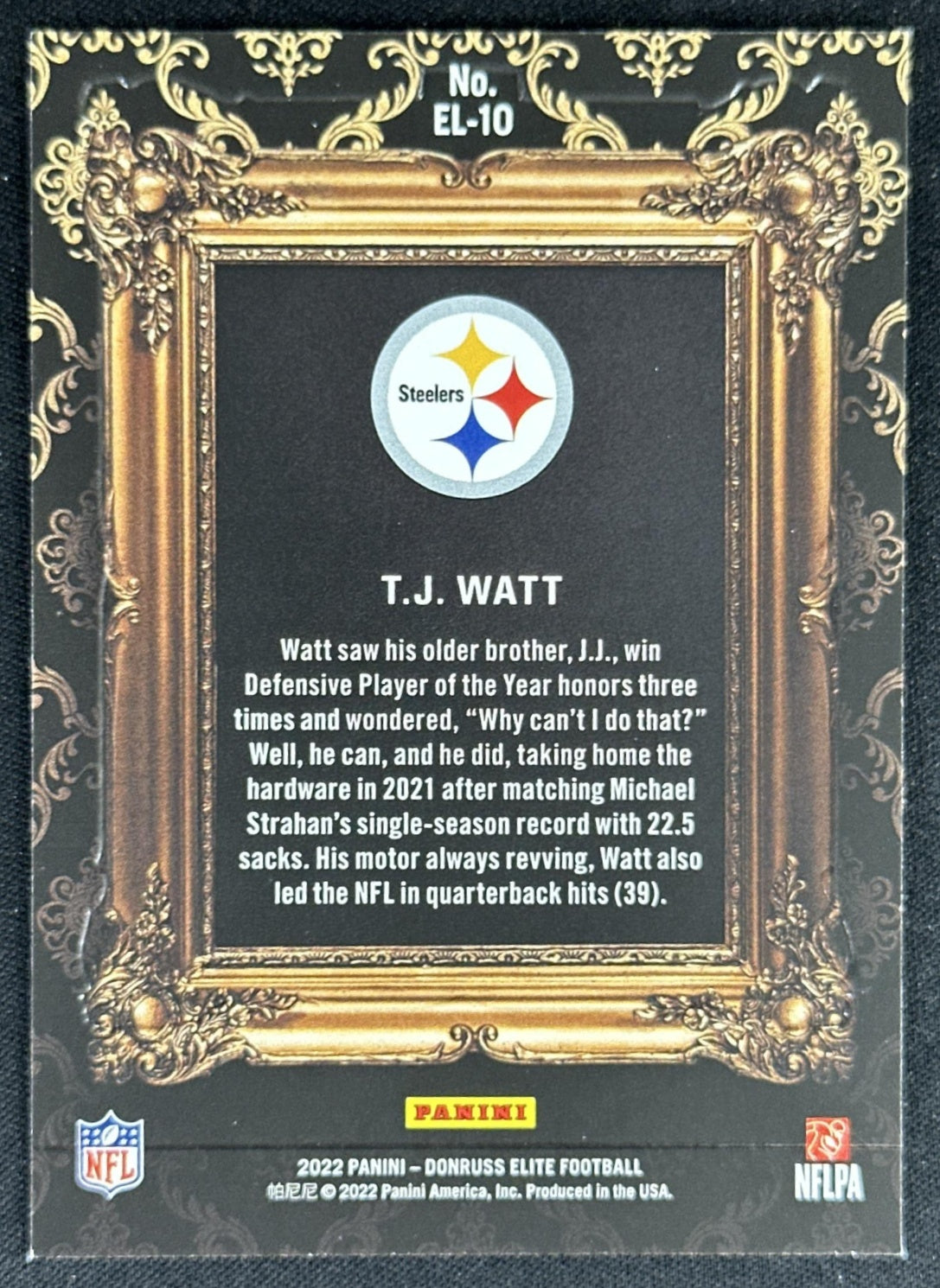 T.J. Watt 2022 Panini Donruss Elite Elitist Steelers