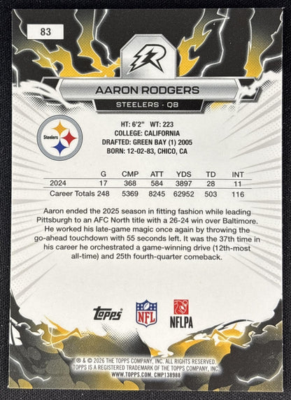 Aaron Rodgers 2025 Topps Resurgence Steelers Pittsburgh Steelers back