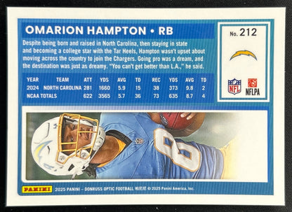 Omarion Hampton 2025 Donruss Optic Rated Rookie Chargers Sports Trading Cards
