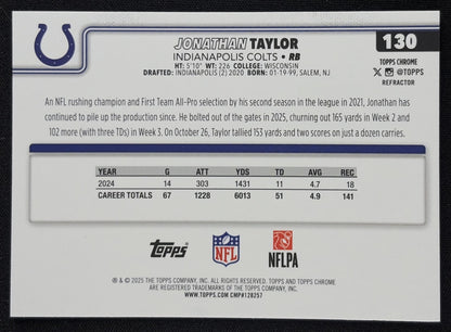 Jonathan Taylor 2025 Topps Chrome Refractor Colts - Back