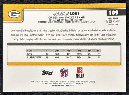 Jordan Love 2025 Topps Chrome Refractor Packers