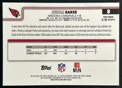 Budda Baker 2025 Topps Chrome Cardinals Sports Trading Cards
