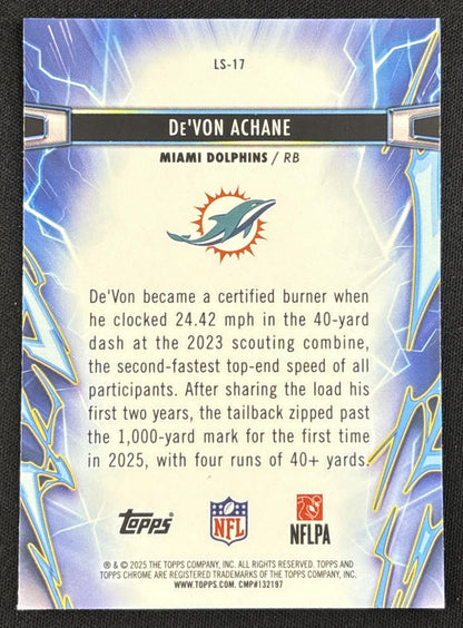 De'Von Achane 2025 Topps Cosmic Chrome Light Speed Dolphins