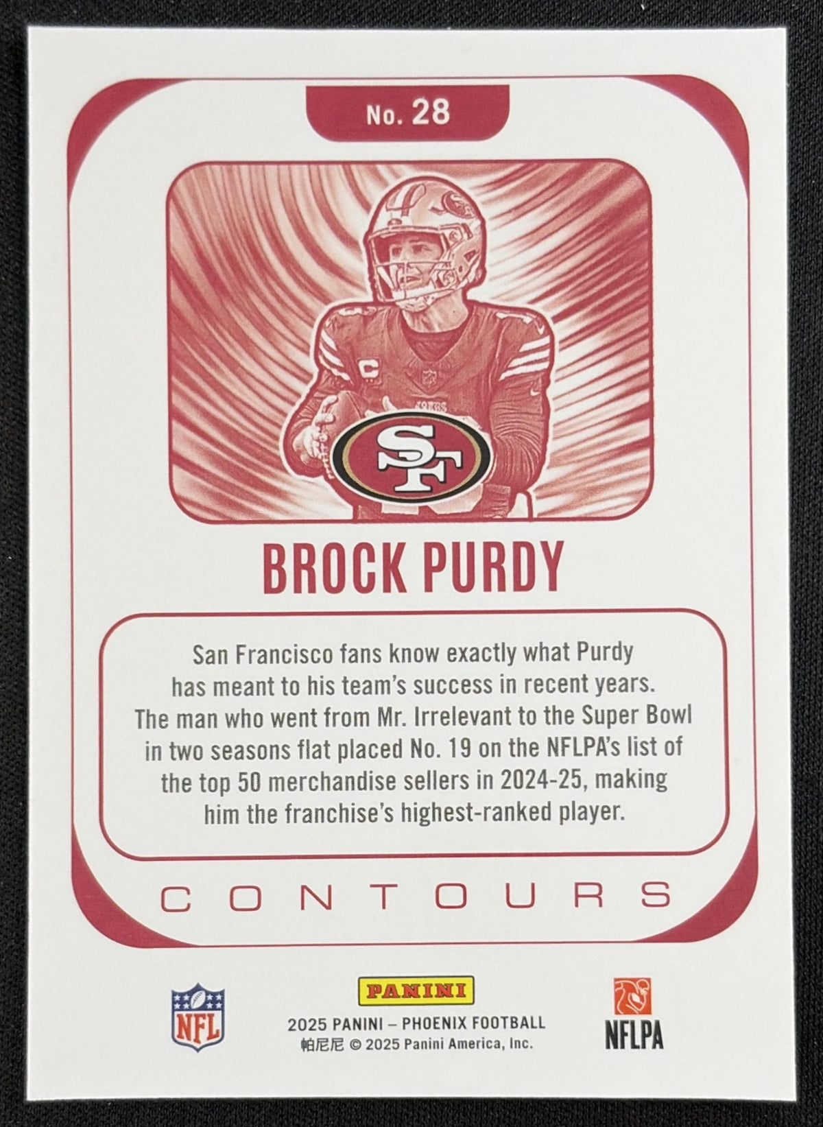 Brock Purdy 2025 Panini Phoenix Contours 49ers - Back