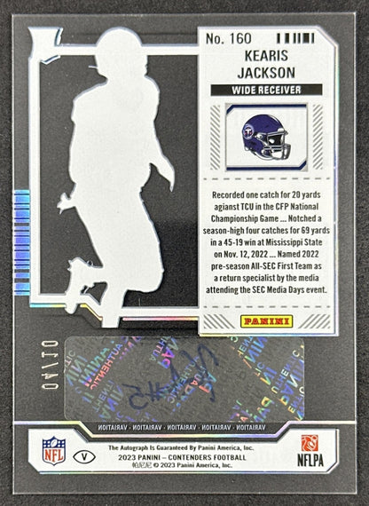 Kearis Jackson 2023 Panini Contenders Rookie Clear Ticket /10 Titans Sports Trading Cards