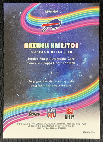 Maxwell Hairston 2025 Topps Finest Rookie Auto Refractor Bills Back