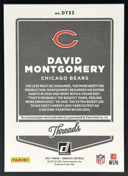 David Montgomery 2021 Panini Donruss Threads Bears Back