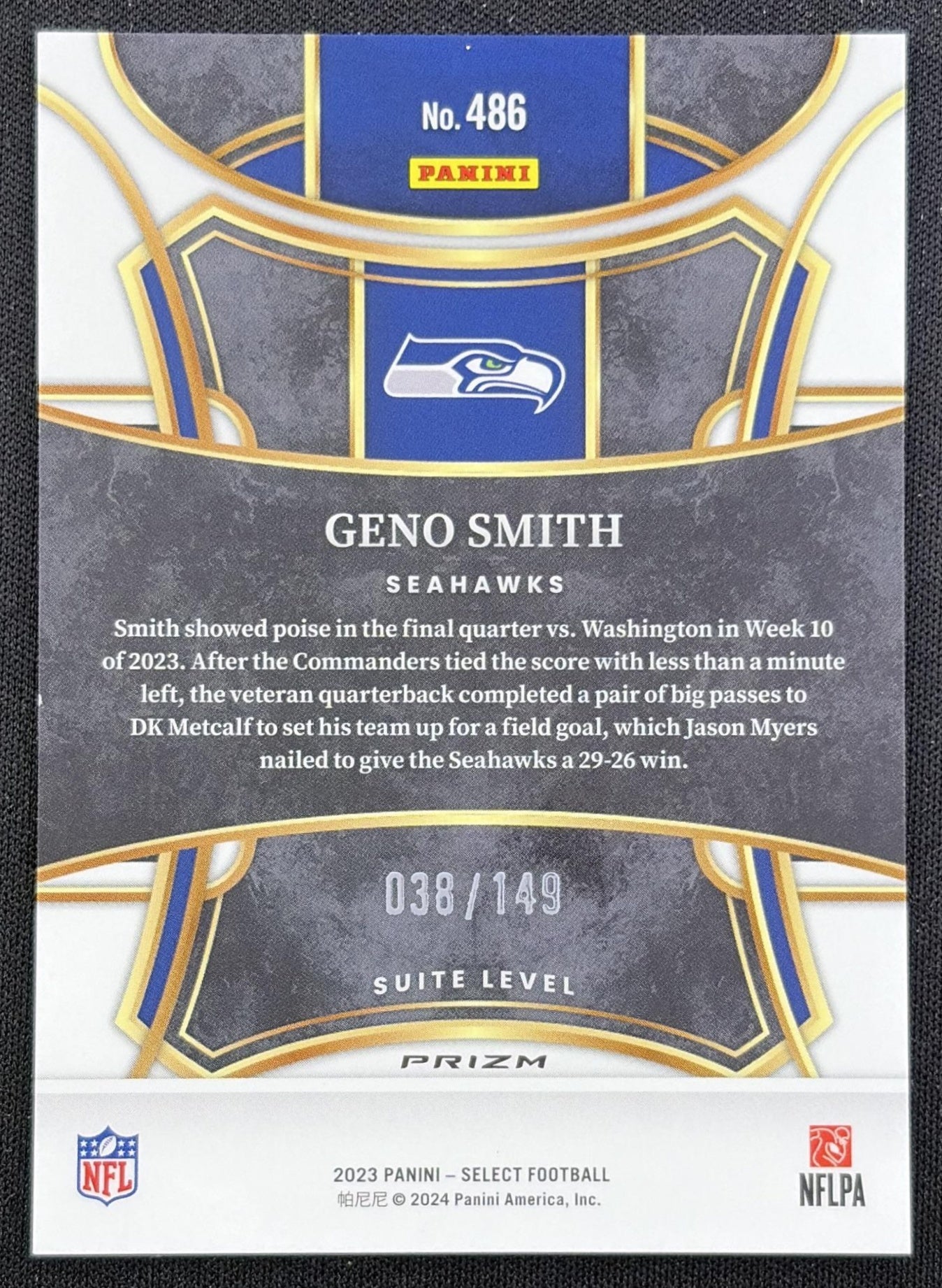 Geno Smith 2023 Panini Select Tri Color Prizms /149 Seahawks
