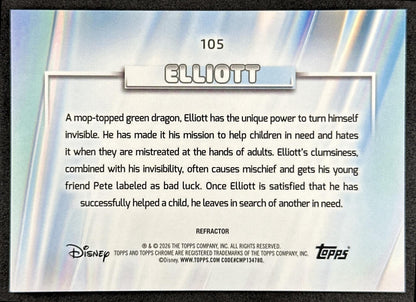 Elliott 2026 Topps Chrome Disney Refractor Pete's Dragon Back