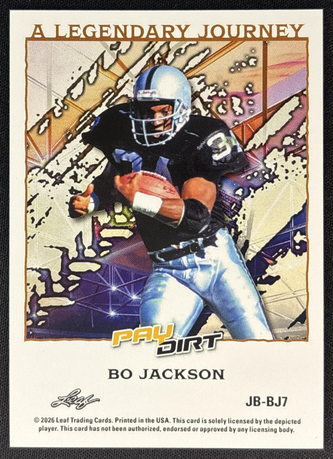 Bo Jackson 2026 Leaf Paydirt A Legendary Journey Orange /75 back