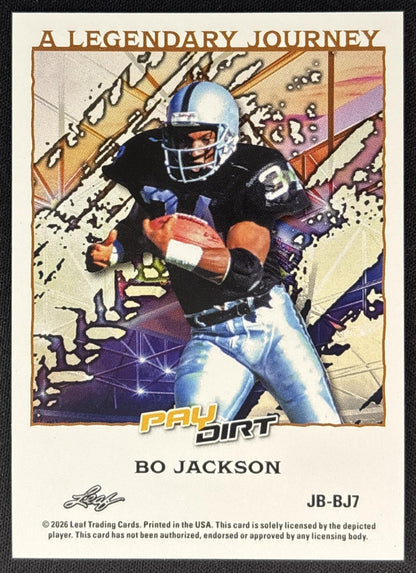 Bo Jackson 2026 Leaf Paydirt A Legendary Journey Orange /75 back