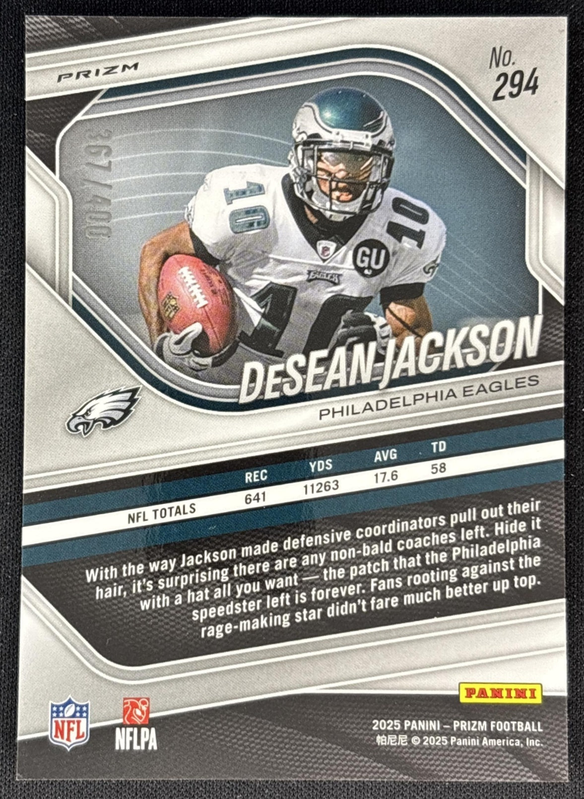 DeSean Jackson 2025 Panini Prizm Pandora /400 Eagles back
