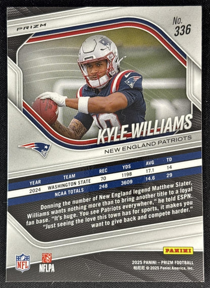 Kyle Williams 2025 Panini Prizm Silver Patriots Back