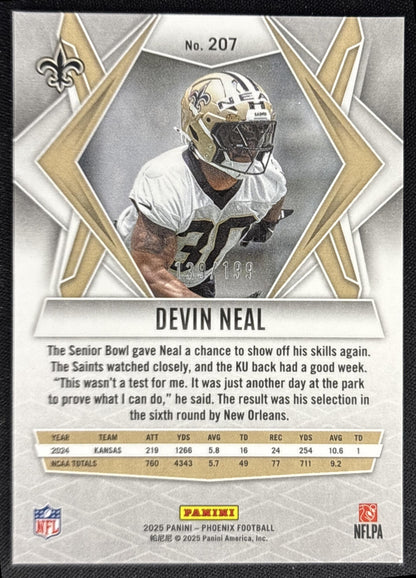 Devin Neal 2025 Panini Phoenix Wave Prizm /199 Saints
