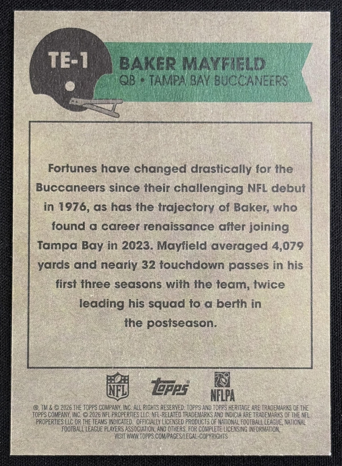 Baker Mayfield 2026 Topps Heritage The Expansion Buccaneers