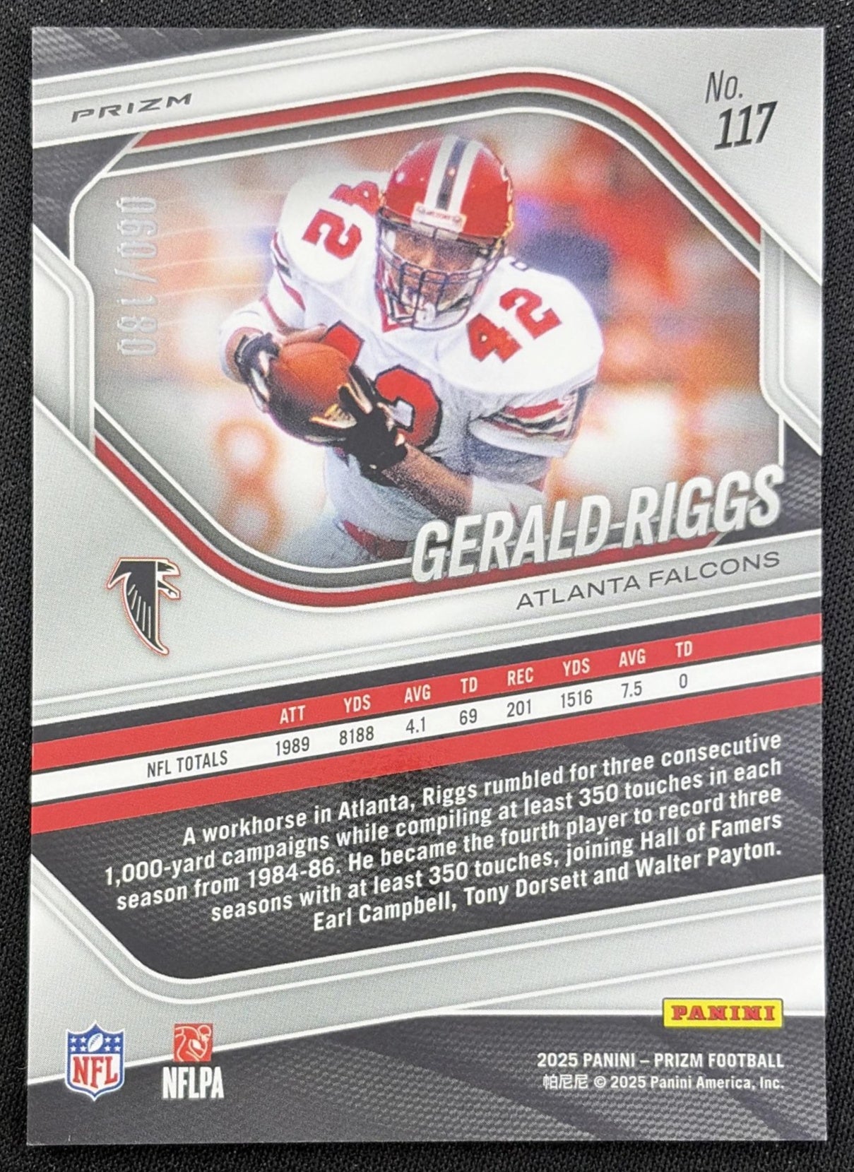 Gerald Riggs 2025 Panini Prizm Pigskin /180 Falcons
