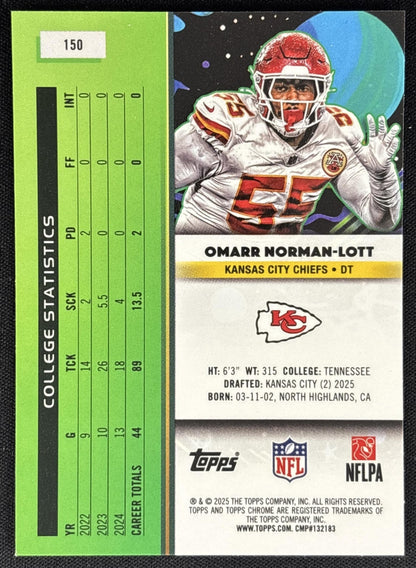 Omarr Norman-Lott 2025 Topps Cosmic Chrome Chiefs