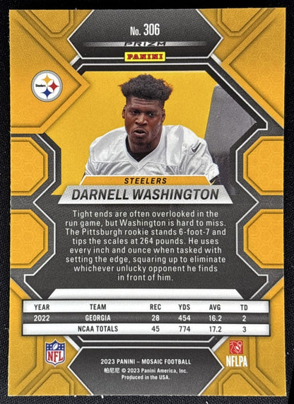 Darnell Washington 2023 Panini Mosaic Reactive Blue Mosaic Steelers Sports Trading Cards
