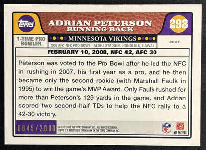 Adrian Peterson 2008 Topps Gold /2008 Vikings