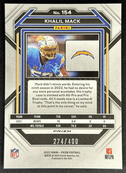 Khalil Mack 2022 Panini Prizm Pandora /400 Chargers