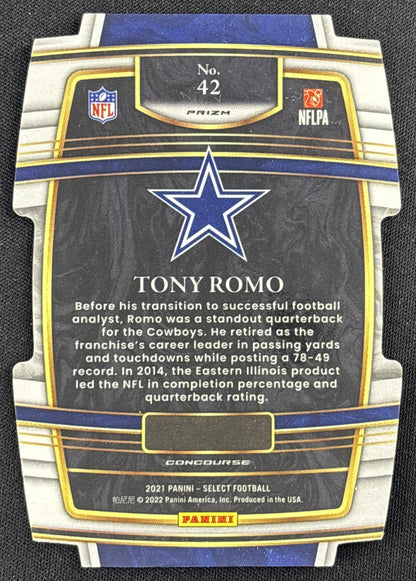 Tony Romo 2021 Panini Select Black and Gold Prizm Die Cut Cowboys