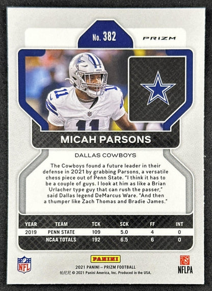Micah Parsons 2021 Panini Prizm Red Ice Rookie Cowboys Packers Sports Trading Cards