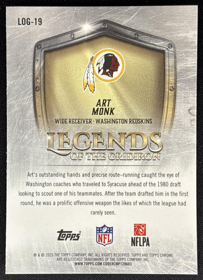 Art Monk 2025 Topps Chrome Legends of the Gridiron Redskins Sports Trading Cards