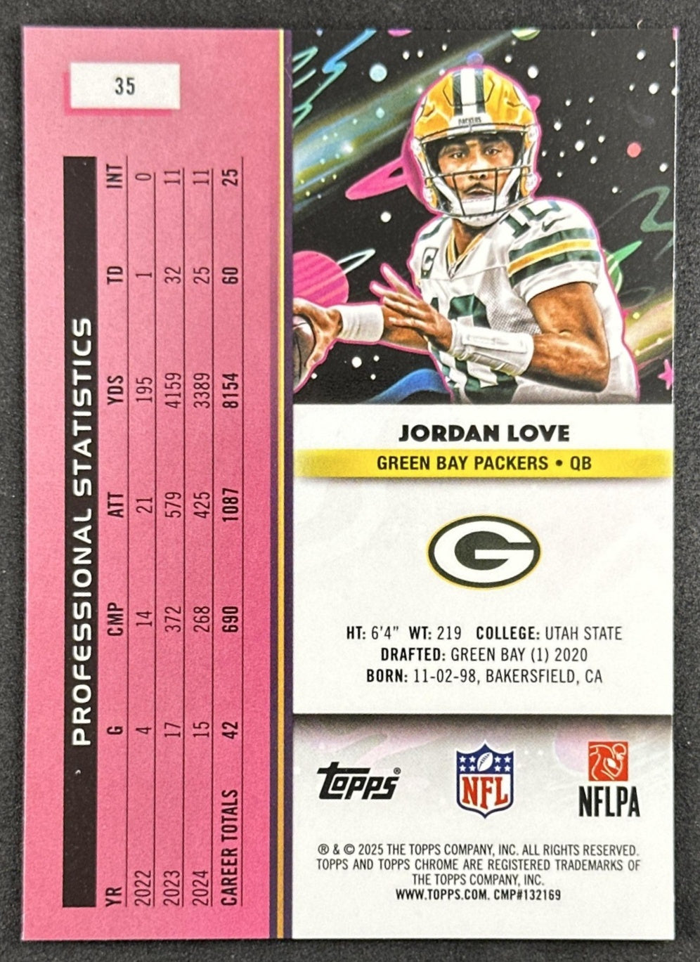 Jordan Love 2025 Topps Cosmic Chrome Packers