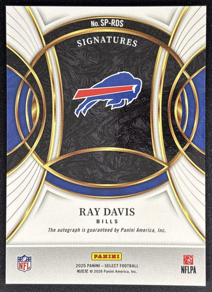 Ray Davis 2025 Panini Select Signatures Bills back