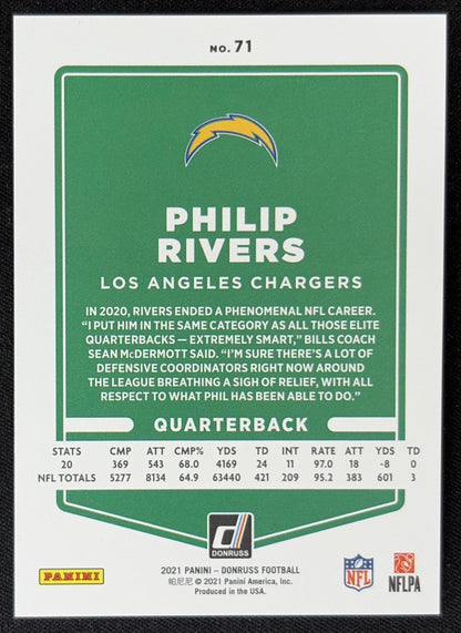 Philip Rivers 2021 Panini Donruss Press Proof Premium Chargers - Los Angeles Chargers