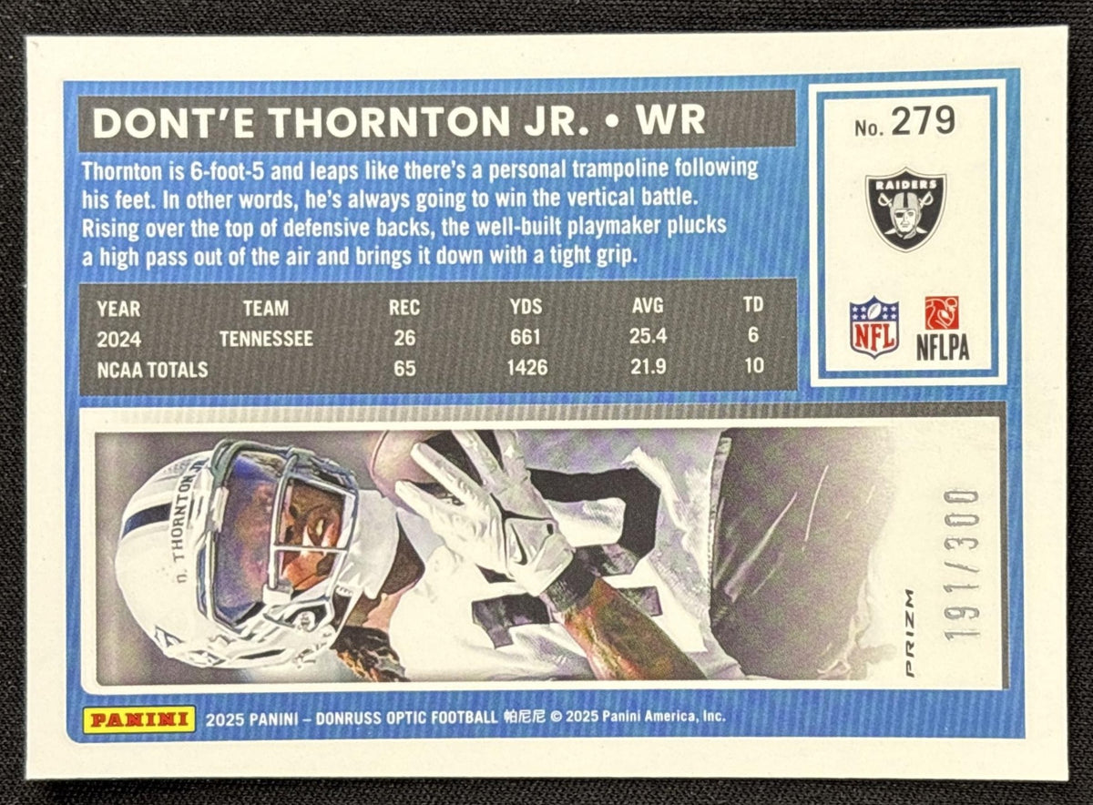 Dont'e Thornton Jr. 2025 Panini Donruss Optic Rated Rookie Wave Prizm /300 Raiders