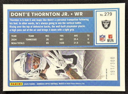 Dont'e Thornton Jr. 2025 Panini Donruss Optic Rated Rookie Wave Prizm /300 Raiders