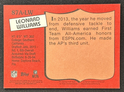 Leonard Williams 2015 Topps 1987 Super Rookie Auto /200 Jets Sports Trading Card